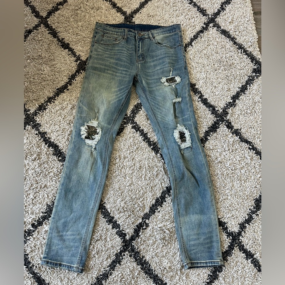 Young & Reckless Light Blue Distressed Skinny Jeans